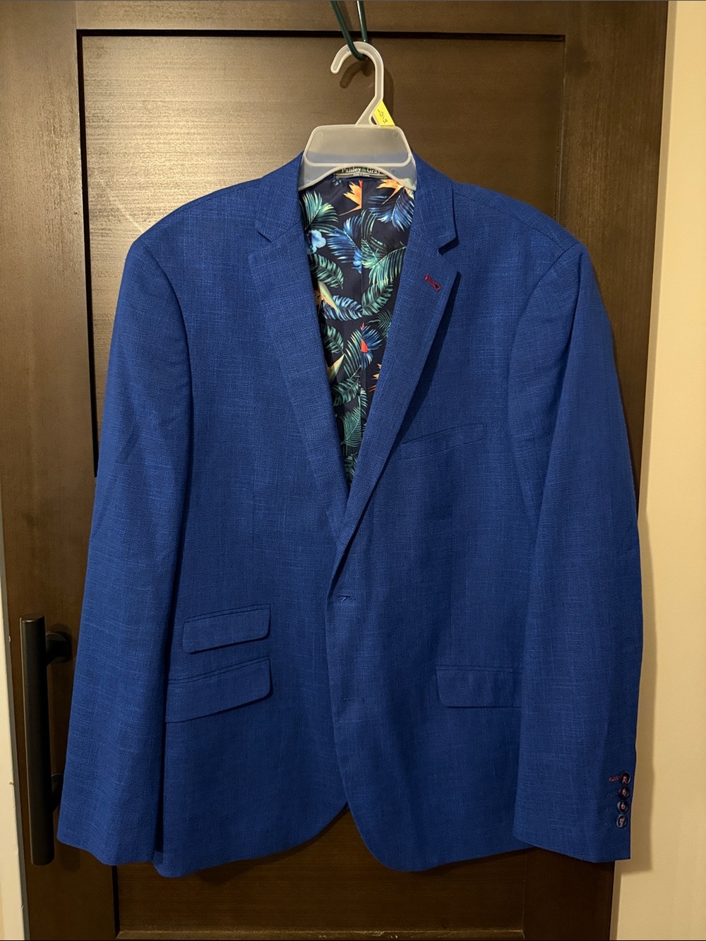 Paisley & Gray Blue Sport Coat with Tropical-Print Lining